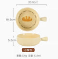Axyaa Cream Bread Ceramic Handle Deep Plate Family Baking Tray Fruit Salad Tray