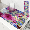 Axyaa Flower Branches Drain Mat for Kitchen and Bathroom