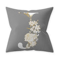 Axyaa Grey Flowery Print Alphabetic Cushion Cover for Home Sofa Decor 45x45cm