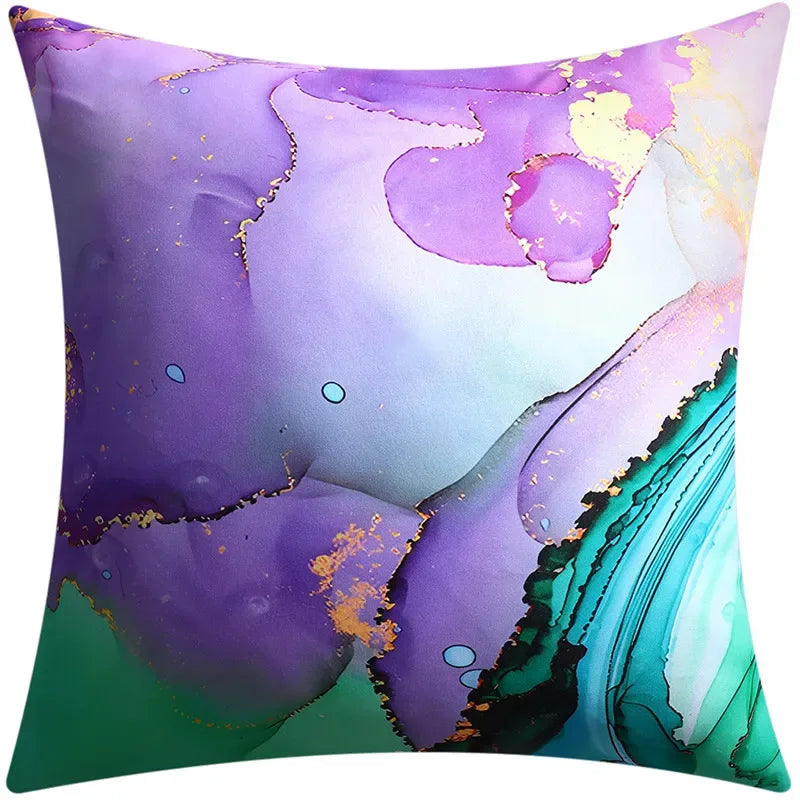 Yellow Grey Flower Pillowcase 45cm Double-Sided Print Cover for Home Decor by Axyaa