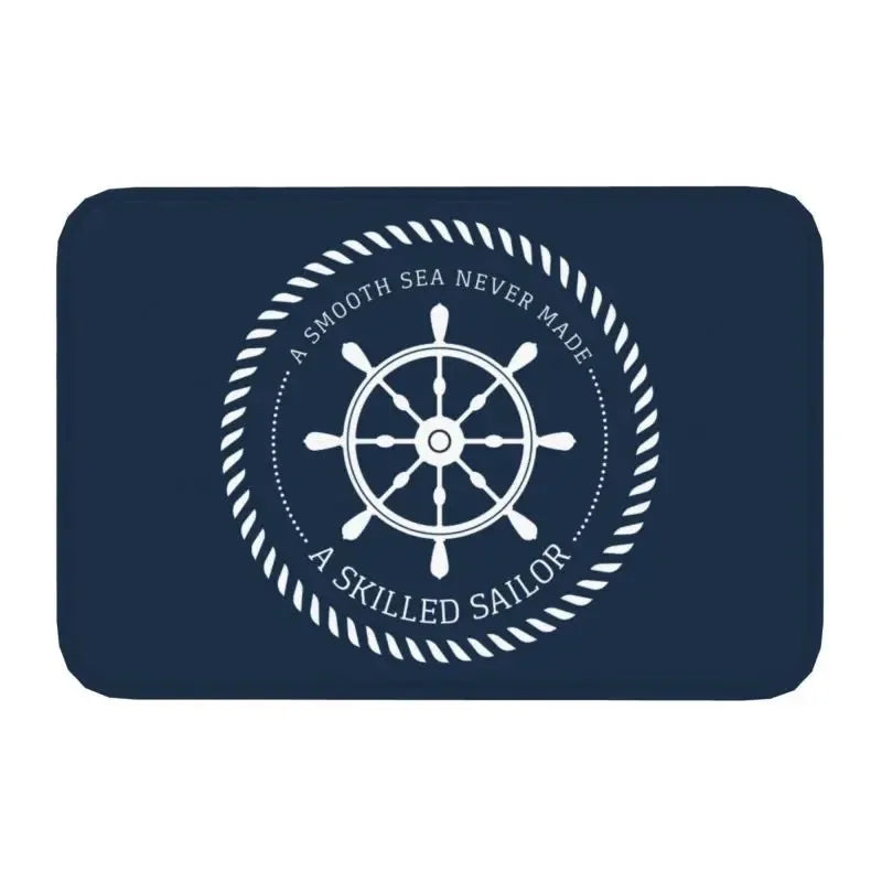Axyaa Nautical Compass Anchor Rudder Printed Small Non-slip Doormat