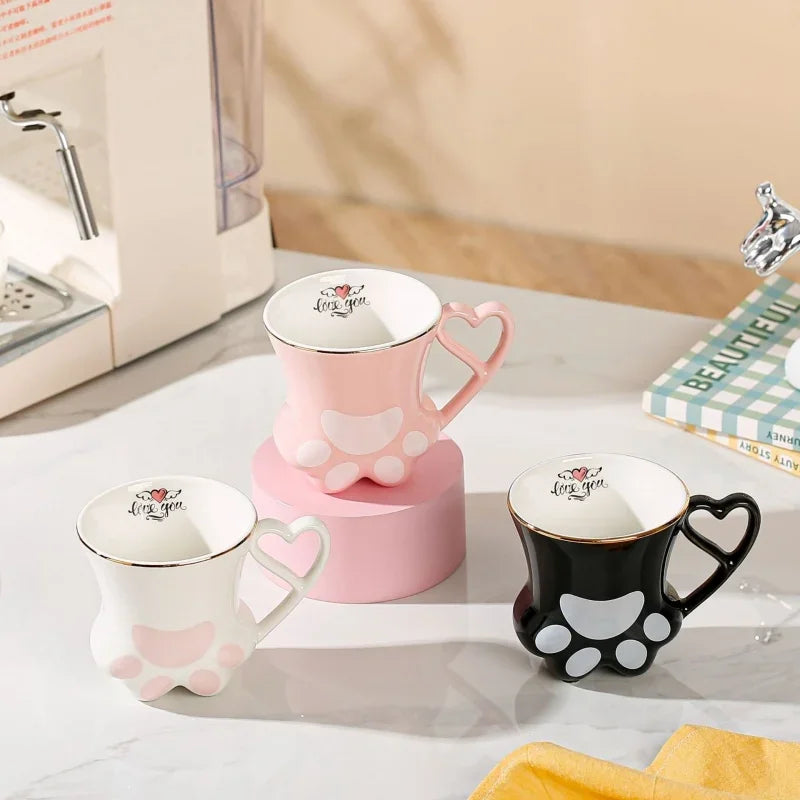 Axyaa Ceramic Cat Scratch Paw Cup - 300ml High Appearance Level Teacup Pair