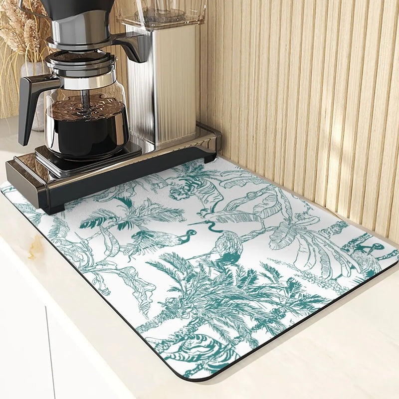 Axyaa Plant Pattern Drying Mat: Kitchen & Table Essential