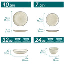 Axyaa Handpainted Spiral Ceramic Dinnerware Set in Beige - 24/48 Piece
