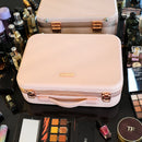 Axyaa LED Makeup Case with Mirror - Portable Beauty Organizer, 3 Light Settings