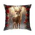 Axyaa Deer & Poinsettia Holiday Lights Cushion Covers for Sofa, Bedroom, Car