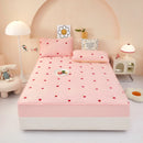 Axyaa Embroidered Padded Fitted Sheet, Washed Cotton, Single Piece, Non-Slip, All-Inclusive
