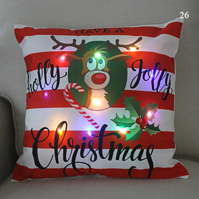 Axyaa LED Santa Claus Cushion Cover: Festive Light-Up Pillowcase for Home Decor