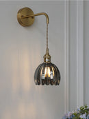 Axyaa Retro Floral Glass Wall Sconce - Modern LED Bedside Lamp