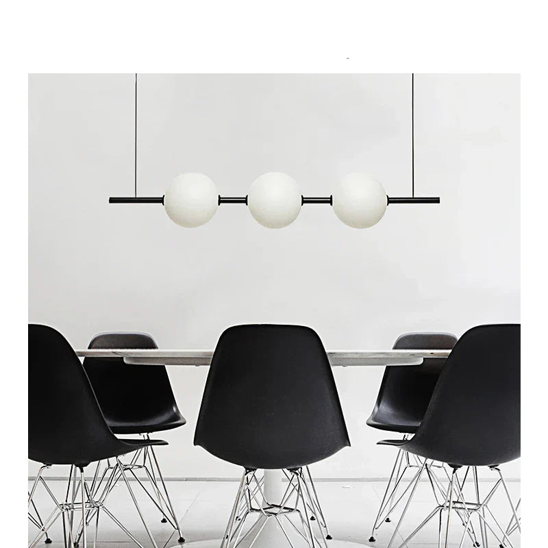 Axyaa Frosted Glass LED Long Table Pendant Light Chandelier