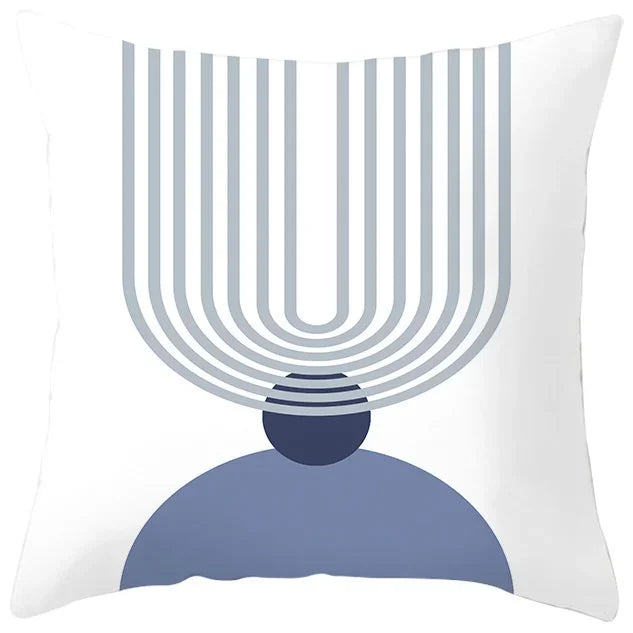 Axyaa Abstract Geometric Pillowcase in Nordic Blue Purple - Peach Skin Fabric