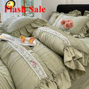 Korean Princess Style Lace Ruffles Wedding Bedding Set by Axyaa