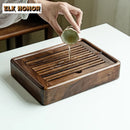 Axyaa Wooden Tea Tray: Compact, Stylish Tea Set for Brewing, Draining, and Storage