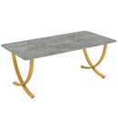 Axyaa 63" Faux Marble Top Dining Table: Modern Kitchen Table