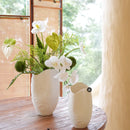 Axyaa White French Relief Vase: Elegant Home Decor for Living Room and Foyer