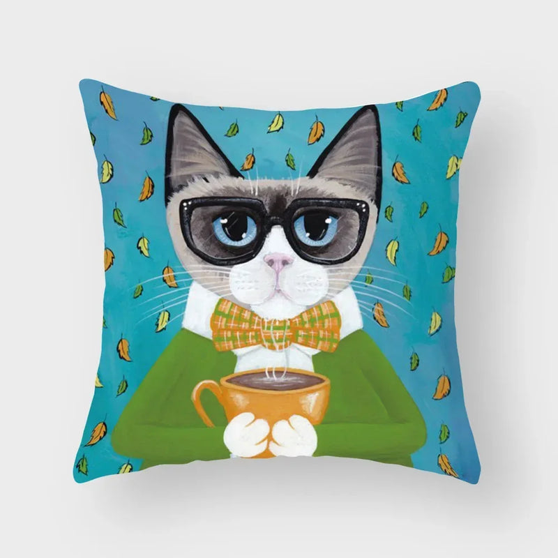 Axyaa Cat Print Pillowcase 45*45cm