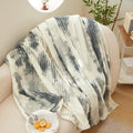 Axyaa Tie-Dye Rabbit Hair Strips Blanket - Multi-Functional & Thick for All Seasons