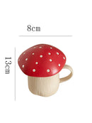 Axyaa Red Mushroom Ceramic Coffee Cup with Lid - 350ml