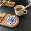 Axyaa Solid Wood Partition Tray: Stylish Tea Tray for Desserts, Snacks, and Drinks