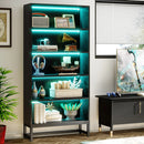 Tribesigns Tall Black Bookcase, 70.8” Large Bookshelf by Axyaa - Heavy Duty Library Organizer