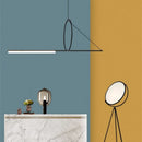 Axyaa LED Pendant Light Black Strip for Dining Room - Kitchen Island Hanging Lamp.