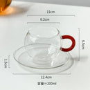 Axyaa High Temp Glass Coffee Cup & Saucer Set - 200ML