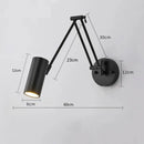 Axyaa Swing Arm LED Wall Sconce - Telescopic Rocker Switch Bedside Lamp