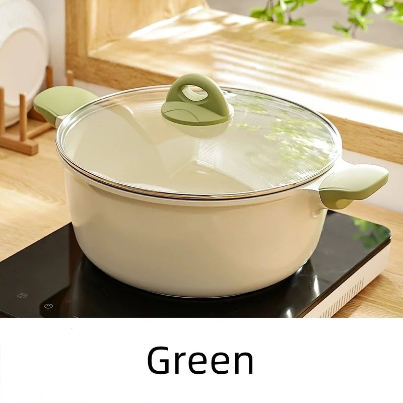 Axyaa 24cm Soup Pot Non Stick Large Capacity Stewing Pot Kitchen Accessory