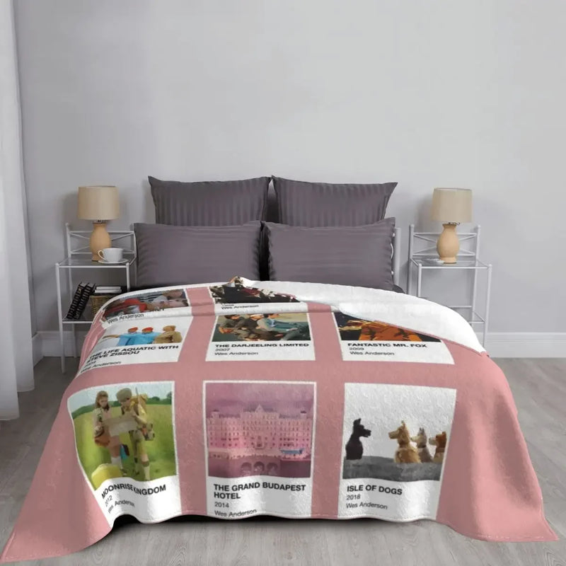 Axyaa Wes Anderson Throw Blanket: Warm, Travel-Ready Thermal Heavy Blanket