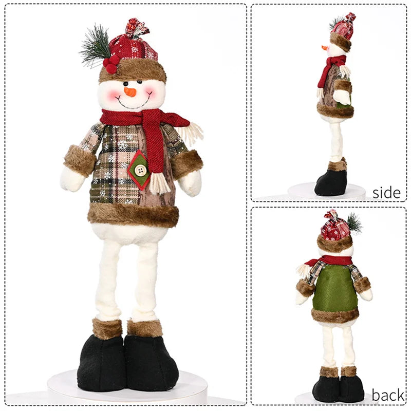 Axyaa Christmas Doll Ornaments Santa Snowman Elk Flexible Decor Xmas Gift