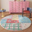 Axyaa Round Patchwork Fluffy Living Room Carpet - Cute Bedroom Area Rugs