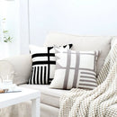 Axyaa Embroidered Burlap Square Pillow Cover 45x45cm White Gray Black Home Decor
