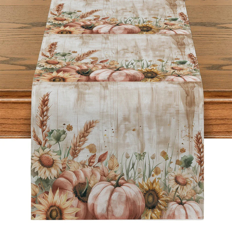 Axyaa Pumpkin Table Runner | Farmhouse Kitchen Decor & Holiday Party Table Setting