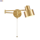 Axyaa Swing Long Arm LED Wall Light for Bedroom Kitchen Living Room - Golden Iron Art