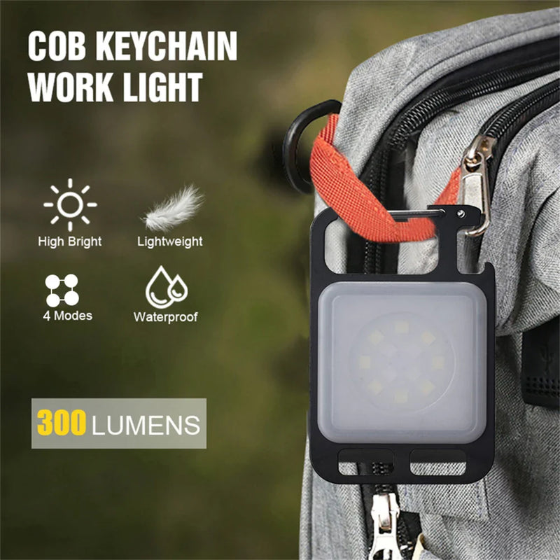 Axya Mini LED Work Light: Rechargeable COB Keychain Flashlight