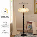 Axyaa Retro Wabi Sabi Floor Lamp with Chinese Fabric Lampshade and LED Light