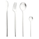 Axyaa Gold Cutlery Set: 4Pcs Stainless Steel Flatware Knives Forks Spoons Teaspoons