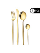 Axyaa 4-Piece Black Gold Stainless Steel Cutlery Set
