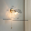 Axyaa Modern White Glass Copper Wall Sconce, Pull Chain Switch Stair Light