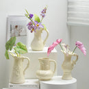 Axyaa Retro Tulip Flower Vase | Porcelain Teapot Relief Design | Home Decoration
