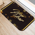 Axyaa Merry & Happy Year Door Mat: Golden Black Letter Print, Non-Slip Floor