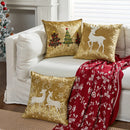 Axyaa Embroidered Gold Reindeer Snowflake Velvet Pillowcases 45x45cm Set of 2