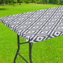 Axyaa Elastic Fitted Vinyl Tablecloth for Outdoor Dining & Picnics