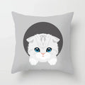 Axyaa Cute Cat Round Head Cushion Cover 45x45cm Polyester Pillowcase Square