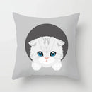 Axyaa Cute Cat Round Head Cushion Cover 45x45cm Polyester Pillowcase Square