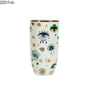 Axyaa Mysterious Eye Pattern Ceramic Vase for Flower Arrangement and Room Decor