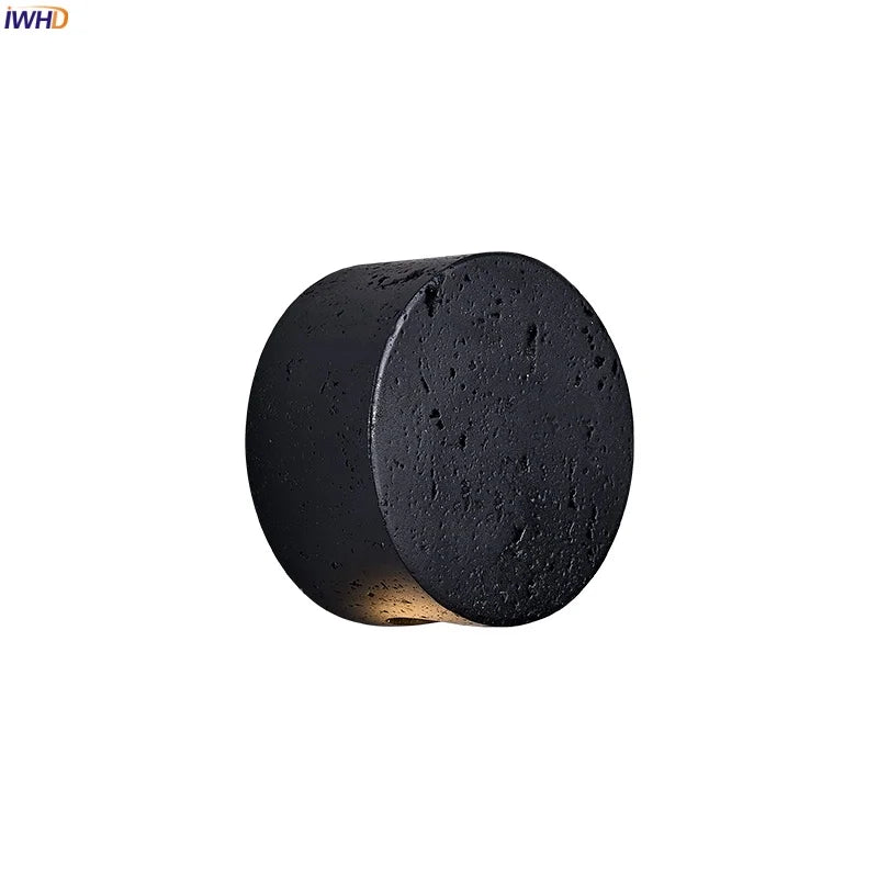 Axyaa Nordic Minimalism LED Wall Lamps - Black Travertine Bathroom Mirror Lights
