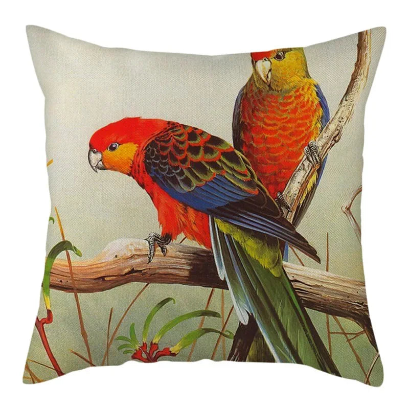 Magpie Print Cushion Cover by Axyaa: Decorative Flora & Fauna Pillowcase for Home