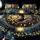 Axyaa Golden Sun Moon Planet Duvet Set - 1 Duvet Cover & 2 Pillowcases