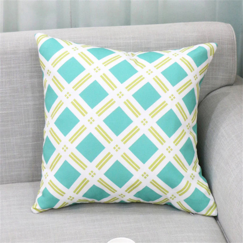 Axyaa Geometric Pattern Blue & White Pillow Case Home Decor Case
